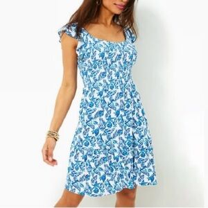 NEW WITH TAGS Lilly Pulitzer Jilly dress in blue and  Shell Collector print.